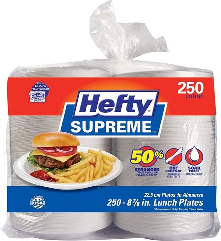An Item of Hefty Supreme 9 inch Foam Plates, 250ct - Pack of 1 - Bulk Disc in Saudi Arabia