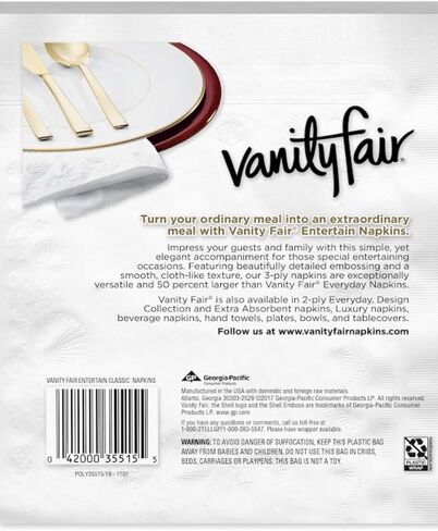 Generic Vanity Fair Nedbkins ترفيه كلاسيكي 3 طبق ، 60 ، حزمة من 2 ، أبيض in Kuwait