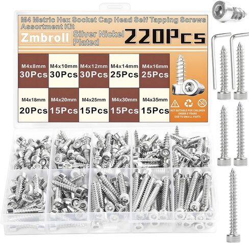 480pcs M2 مقبس السداس غطاء رأس البراغي النقر على الذات M2x4/5/6/8/10/12/14/14/16 مم المسمار الحفر الذاتي المسمار ألين رأس الصفائح المعد in Kuwait