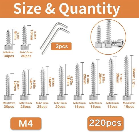 480pcs M2 مقبس السداس غطاء رأس البراغي النقر على الذات M2x4/5/6/8/10/12/14/14/16 مم المسمار الحفر الذاتي المسمار ألين رأس الصفائح المعد in Kuwait