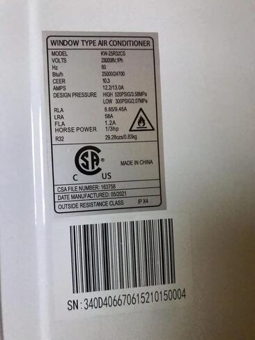 نظام التبريد المبرد ، 25000 وحدة حرارية بريطانية ، 2.5 حصان ، نطاق درجة الحرارة 28-42 درجة فهرنهايت ، طراز KW-25R32CSO CSA in Kuwait