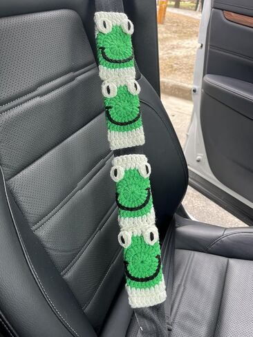 Crochet Cartoon Frog Steering Wheel Cover for Women,Standard 14-15 Inch Size Fits Most Vehicles,Car Interior Accessories Decorations (A,Steering Wheel Cover) in Saudi Arabia