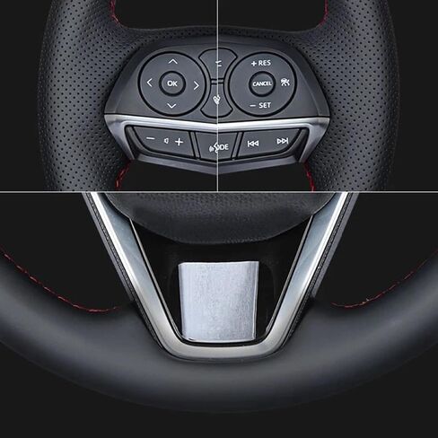 for Hy-undai Elantra 2011-2016 Avante i30 2012-2016, Hand Sewing Non-Slip Black Leather Car Steering Wheel Braid Cover in Saudi Arabia