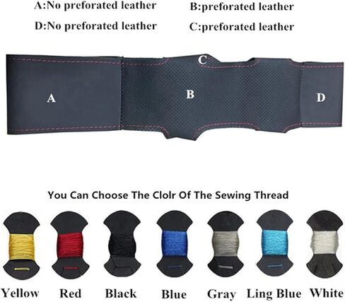 for Hy-undai Elantra 2011-2016 Avante i30 2012-2016, Hand Sewing Non-Slip Black Leather Car Steering Wheel Braid Cover in Saudi Arabia