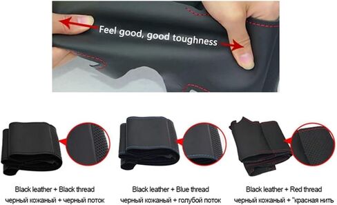 for Hy-undai Elantra 2011-2016 Avante i30 2012-2016, Hand Sewing Non-Slip Black Leather Car Steering Wheel Braid Cover in Saudi Arabia