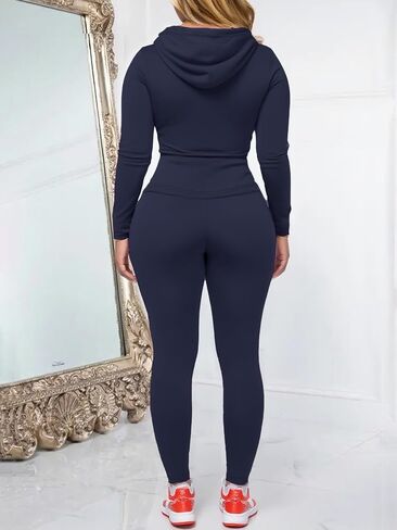AUXDIO Women 2 Piece Outfits Casual Workout Sets Bodycon Tracksuit Zip Up Long Sleeve Hoodle Jacket Jogger Pants Set in Saudi Arabia