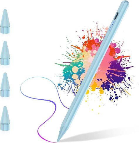 Pen for iPad (A16) 11th 10 Gen ، Charge Fast Pencil مع رفض الإمالة والنخيل ، القلم الرقمي للفترة 2018-2025 Apple iPad 6th-11/A16 ، Pro 13 "/12.9"/11 "/M4 ، AIR 3/4/5/M2/M3 ، MINI 5/6-PINK in Kuwait