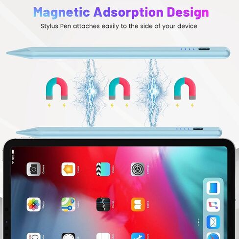 Pen for iPad (A16) 11th 10 Gen ، Charge Fast Pencil مع رفض الإمالة والنخيل ، القلم الرقمي للفترة 2018-2025 Apple iPad 6th-11/A16 ، Pro 13 "/12.9"/11 "/M4 ، AIR 3/4/5/M2/M3 ، MINI 5/6-PINK in Kuwait