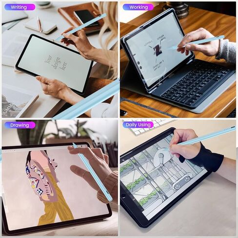Pen for iPad (A16) 11th 10 Gen ، Charge Fast Pencil مع رفض الإمالة والنخيل ، القلم الرقمي للفترة 2018-2025 Apple iPad 6th-11/A16 ، Pro 13 "/12.9"/11 "/M4 ، AIR 3/4/5/M2/M3 ، MINI 5/6-PINK in Kuwait
