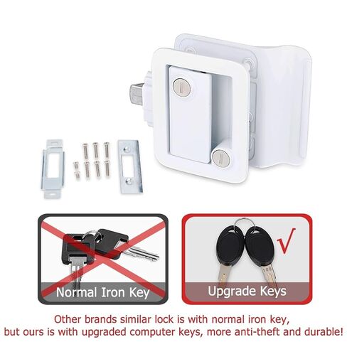 مقطورة العربة دخول الباب قفل مقبض قفل الزنك سبيكة أمان قفل الباب RV بديل مع Deadbolt كمبيوتر مفتاح الباب مقبض 1pcs (أسود) in Saudi Arabia