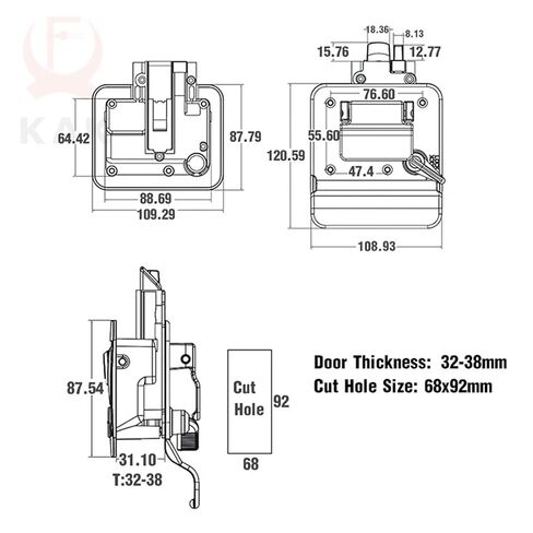 مقطورة العربة دخول الباب قفل مقبض قفل الزنك سبيكة أمان قفل الباب RV بديل مع Deadbolt كمبيوتر مفتاح الباب مقبض 1pcs (أسود) in Saudi Arabia