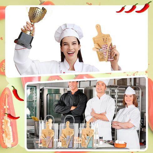 Patelai Set of 3 Chili Cook off Trophies Chili Cook off Prizes 1st 2nd 3rd Bamboo Cheese Board Butter Knives Fork Spoon Plaid Towel Gift Bags Competition Gifts for Men Women Festivals Decorations in Saudi Arabia