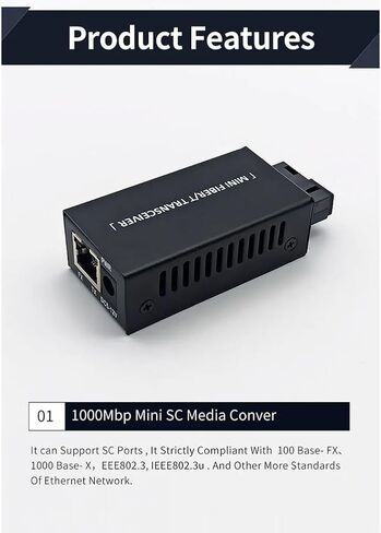 2 PCS GIGABIT 100/1000M A/B SC Ethernet Mediable Switch Converter RJ45 Optic Transceiver 20km Fibra Switch Black Plastic+Metal in Saudi Arabia