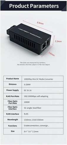 2 PCS GIGABIT 100/1000M A/B SC Ethernet Mediable Switch Converter RJ45 Optic Transceiver 20km Fibra Switch Black Plastic+Metal in Saudi Arabia