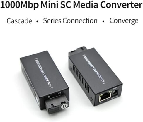 2 PCS GIGABIT 100/1000M A/B SC Ethernet Mediable Switch Converter RJ45 Optic Transceiver 20km Fibra Switch Black Plastic+Metal in Saudi Arabia