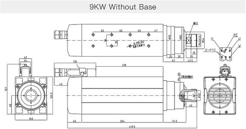 7.5KW 9KW air-Cooled Spindle Motor 380V 220V ER32 300Hz GDF60-18Z(7.5KW 220V,Without Base) in Saudi Arabia