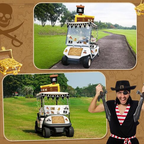 Soulchen 52 PCS Halloween Golf Cart Decorations Decorations Pirate Party Decorations 36 inch قابلة للنفخ قراصنة السفينة برودة خريطة الكنز خريطة دوامات لافتة الأسماك in Kuwait