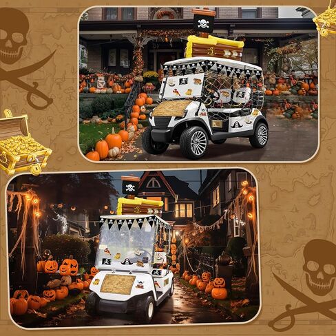 Soulchen 52 PCS Halloween Golf Cart Decorations Decorations Pirate Party Decorations 36 inch قابلة للنفخ قراصنة السفينة برودة خريطة الكنز خريطة دوامات لافتة الأسماك in Kuwait