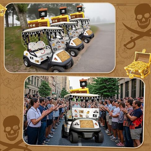 Soulchen 52 PCS Halloween Golf Cart Decorations Decorations Pirate Party Decorations 36 inch قابلة للنفخ قراصنة السفينة برودة خريطة الكنز خريطة دوامات لافتة الأسماك in Kuwait