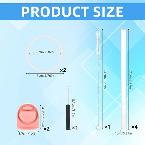 Replacement Parts Kit Accessories for Owala Freesip 24oz 32oz, 2 Bottle Lid Top Stopper Plug 2 Bottle Gasket Seal Ring with Screwdriver Cleaner Straw Brush and 4 Straw in Saudi Arabia