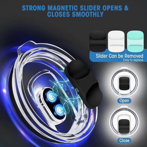 20 oz Tumbler Lids,Magnetic Tumbler Lid Replacement for YETI, 2 Pack Black Tumbler Lids & 3 Pack Magnetic Slider, 10/24 oz Mug and 10 oz Lowball, Travel Spill Proof Cup Lids Covers BPA Free in Saudi Arabia