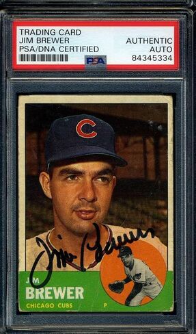 Jim Brewer PSA DNA Coa Signed 1963 Topps Autograph - Baseball Slabbed Autographed Cards in Saudi Arabia