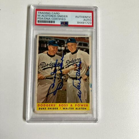 1958 Topps Duke Snider & Walt Alston Signed Baseball Card Dodgers PSA DNA COA - Baseball Slabbed Autographed Cards in Saudi Arabia