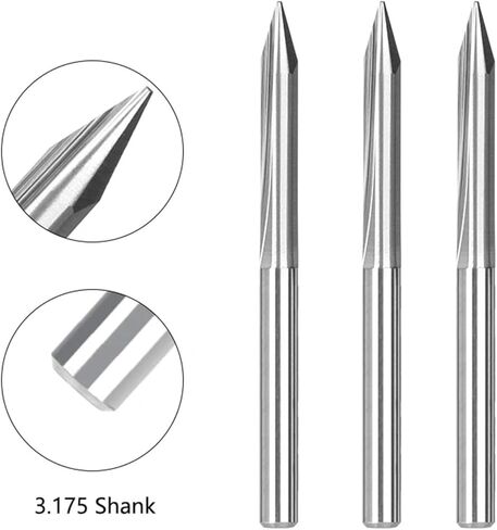 1Pcs 3.175mm Shank 2 Flutes Straight V Engraving Bits 20/30/45/60/90 Degrees Tip 0.1-0.5mm Straight V Tools(20x0.5mm) in Saudi Arabia