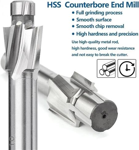 HSS Counterbore 1PCS HSS مسطح ثقب الترباس CAP CAPTINSINCH M3.2-M20 4 بت الفلوت الفلوت (M5) in Saudi Arabia