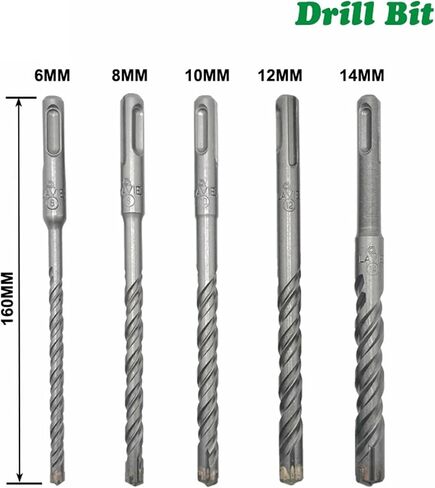 5Pcs Electric Hammer SDS Plus Drill Bit Set Cross Tips 4 Cutters 160mm for Concrete Wall Brick Block Masonry Drilling Bits 6mm in Saudi Arabia