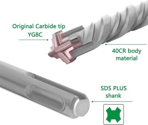 5Pcs Electric Hammer SDS Plus Drill Bit Set Cross Tips 4 Cutters 160mm for Concrete Wall Brick Block Masonry Drilling Bits 6mm in Saudi Arabia