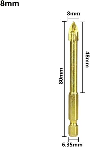 Carbide Glass Drill Bit Set Alloy Carbide Point with 4 Cutting Edges Tile&Glass Cross Spear Head Drill Bits 6/8/10/12mm 1Pcs(12mm) in Saudi Arabia