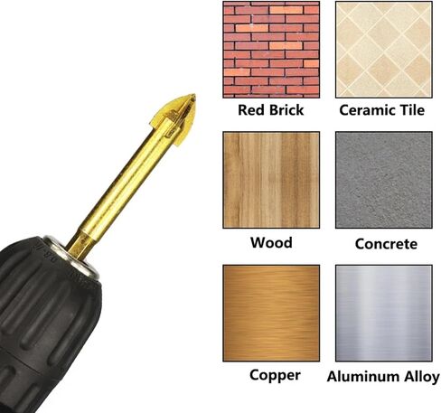 Carbide Glass Drill Bit Set Alloy Carbide Point with 4 Cutting Edges Tile&Glass Cross Spear Head Drill Bits 6/8/10/12mm 1Pcs(12mm) in Saudi Arabia