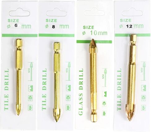 Carbide Glass Drill Bit Set Alloy Carbide Point with 4 Cutting Edges Tile&Glass Cross Spear Head Drill Bits 6/8/10/12mm 1Pcs(12mm) in Saudi Arabia