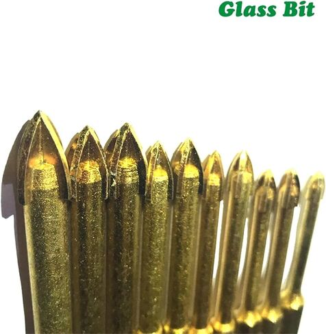 6Pcs 1/inch Hex Shank Glass Bits Coated Glass Drill Set 4 5 6 8 10mm Tile Marble Cross Tipped Hole Saw in Saudi Arabia