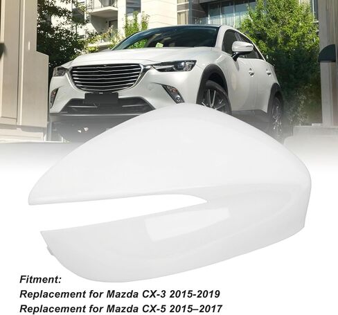Yoidesu Side Mirror Cover for CX-3 2015-2019 CX-5 2015–2017, Car Rearview Mirror Cover, White Door Mirror Covers, Easy Installation, Additional Protective Layer (Right OE in Saudi Arabia