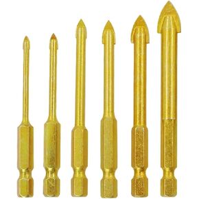 6pcs 1/4inch hex hex shank glass bits prick clated glass set 3 4 5 6 8 10mm tile concret in Kuwait