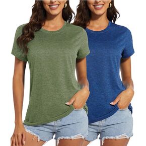 Magcomsen Women's Short Sleeve Terct Dry Dry T-Shirt Cool Wicking Moisture Workout Athletic Gening Running Yoga Gym 2 Pack in Kuwait