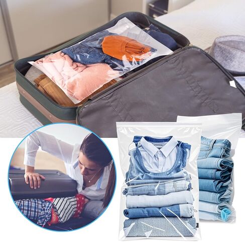 أكياس تخزين بلاستيكية كبيرة 5 جالون (10 عبوات) - 18 "× 24" ، 2.4 مل ، سحق سحاب صافية 2.4 مليون in Kuwait