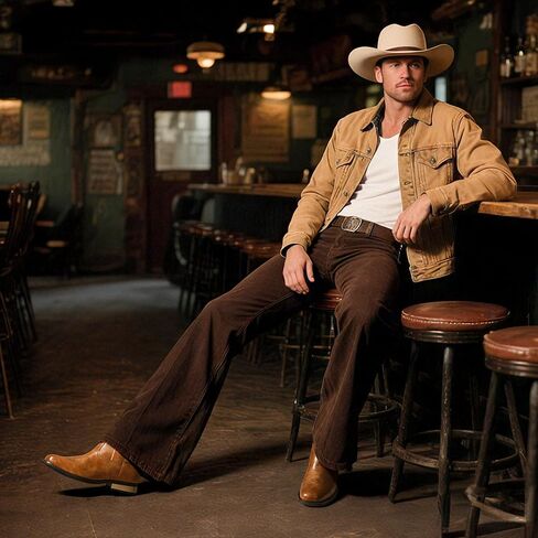 Bruno Marc Cowboy Boots for Men ، تنزلق على الأحذية الغربية مع حذاء Tee Square Squar in Saudi Arabia