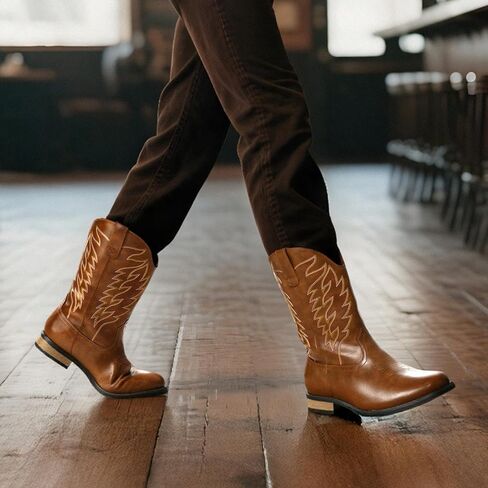 Bruno Marc Cowboy Boots for Men ، تنزلق على الأحذية الغربية مع حذاء Tee Square Squar in Saudi Arabia