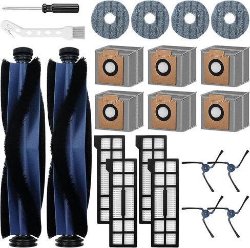 22 Pack Accessories for Eufy X10 Pro Omni Robot Vacuum Cleaner Replacement Parts, 2 Mainbrush 4 Sidebrush 6 Dust Bag 4 Filter 4 Mop Pads 1 Cleaning Brush 1 Screwdriver in Saudi Arabia