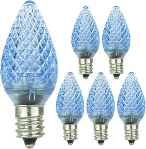 C9 Blue LED LED Bulb - منفذ إضاءة العطلات المقاوم للعطلات ، 0.4 واط ، 12 لومن مع قاعدة متوسطة E17 للاستخدام الداخلي والخارجي in Kuwait