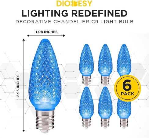 C9 Blue LED LED Bulb - منفذ إضاءة العطلات المقاوم للعطلات ، 0.4 واط ، 12 لومن مع قاعدة متوسطة E17 للاستخدام الداخلي والخارجي in Kuwait