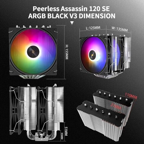 Thermalright Peerless Assassin 120 SE Argb White V3 CPU Air Cooler ، 6 أنابيب حرارة نحاسية ، برج مزدوج ومراوح مزدوجة ARGB ، ارتفاع 155 مم ، لـ AM4/AM5 ، Intel LGA1851/1700/115X/1200 in Kuwait