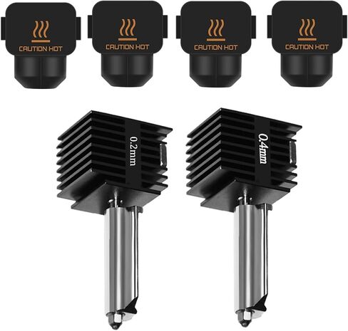 2 Pack Bamboo A1 Hotend Kit 0.2MM 0.4MM Hardened Steel Nozzle for Bambu Lab A1/A1 Mini 3D Priner Accessories, High Temperature Replacement Print Head with 2Pcs Silicone Cover Sock in Kuwait