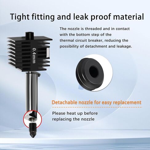 2 Pack Bamboo A1 Hotend Kit 0.2MM 0.4MM Hardened Steel Nozzle for Bambu Lab A1/A1 Mini 3D Priner Accessories, High Temperature Replacement Print Head with 2Pcs Silicone Cover Sock in Kuwait