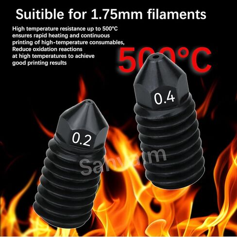 2 Pack Bamboo A1 Hotend Kit 0.2MM 0.4MM Hardened Steel Nozzle for Bambu Lab A1/A1 Mini 3D Priner Accessories, High Temperature Replacement Print Head with 2Pcs Silicone Cover Sock in Kuwait