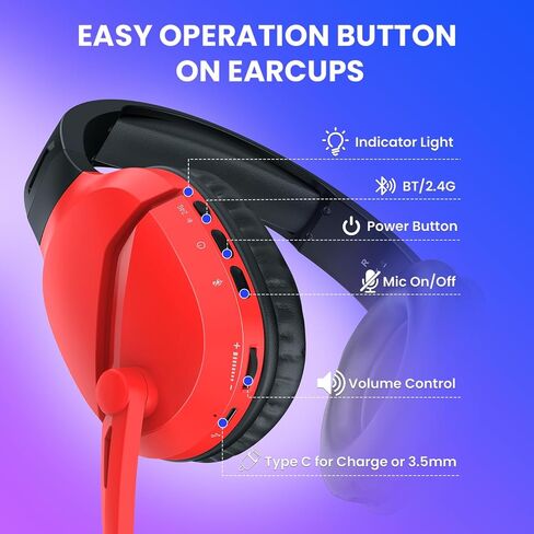 Wireless Gaming Headset with Noise Canceling Microphone for PS5, PC, PS4, 2.4G/Bluetooth Gaming Headphones with USB and Type-c Connector, Wired Mode for Controller (Green) in Saudi Arabia