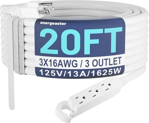 16/3 15 Ft 3 Outlet Extension Cord Outdoor Waterproof, Black Extension Cords with Multiple Outlets, 3 Prong with Multi Outlet Outside 13A 1625W 16AWG, ETL Listed in Kuwait